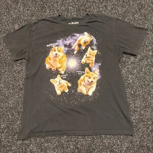 Black Matter Corgi Space Galaxy T-Shirt Mens XL Black Bork Bork Meme Tee